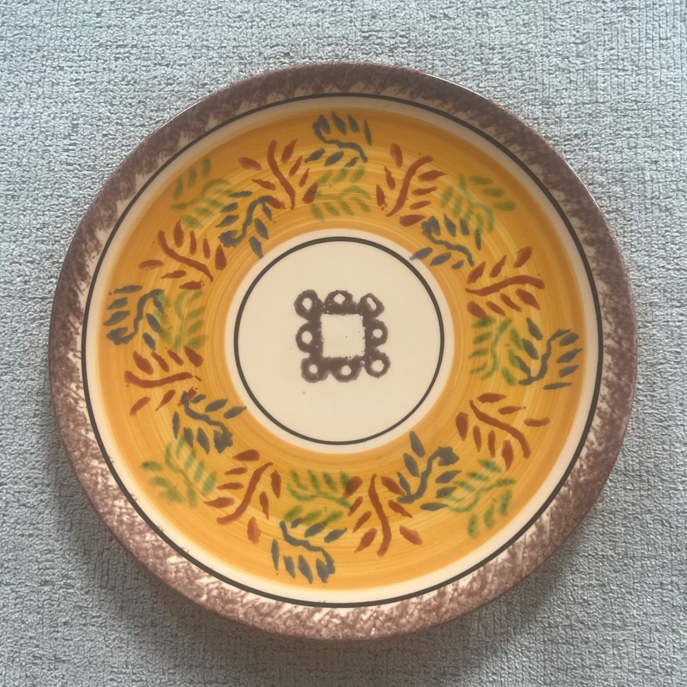 Luneville Peint Main France Hand Painted Yellow Ceramic Salad Plate 8.5in